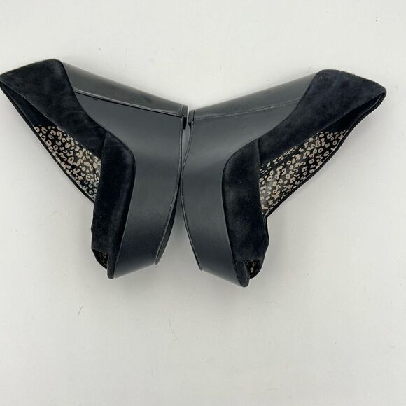 Jessica Simpson Women's Leelo Black Peep Toe Wedge Heel Suede Shoes Sz5B - Picture 4 of 7
